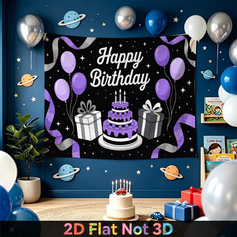 Party Backdrop Birthday Purple Photo Booth Background Front Door Decor