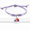 Purple Stylish Unisex Charm Bracelet With European Country Flags Length Adjustable