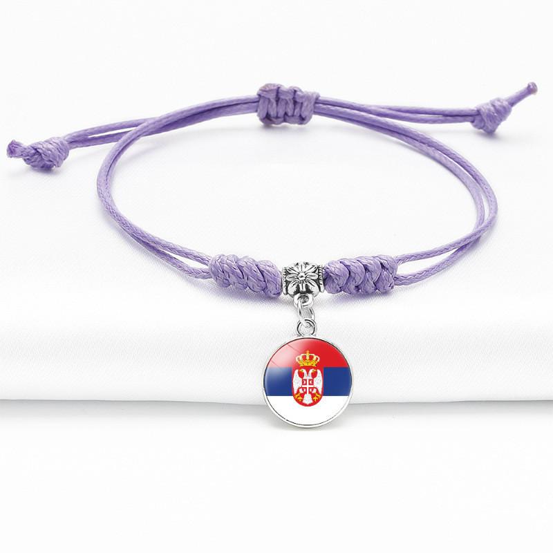 Purple Stylish Unisex Charm Bracelet With European Country Flags Length Adjustable