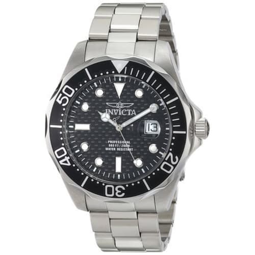 Invicta Men's 12562X Pro Diver Black Carbon Fiber Dial Stainless Steel Watch