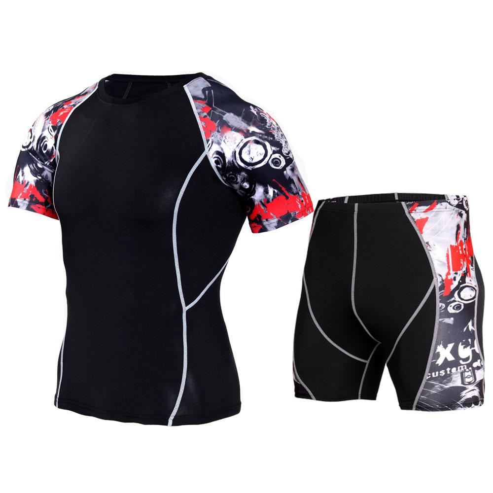 

Мужской спортивный костюм, быстросохнущая одежда для фитнеса, мужская футболка, шорты, эластичная компрессионная одежда для бега XXXL