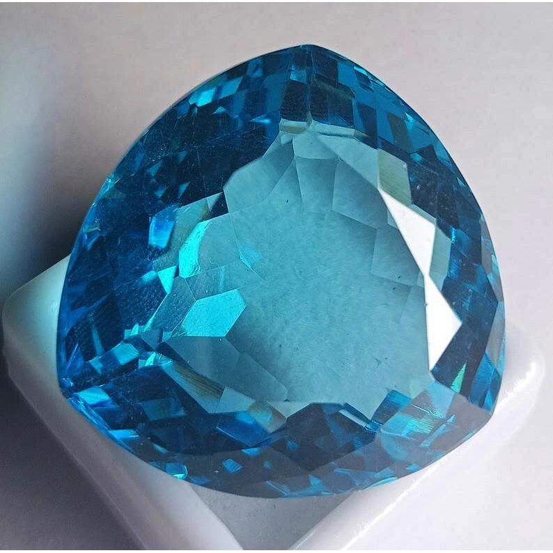 Blue Topaz Large Swiss Brazilian Trillion Cut 85+ Ct Stunning Gemstone