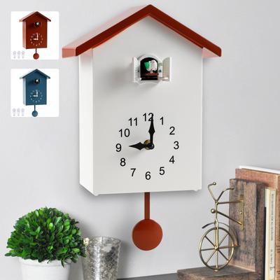 Cuckoo Clock - Plastic Hanging Bird Wall Clock with Bird Tweeting Sound Modern Home Living Room Minimalist Decoration Gift