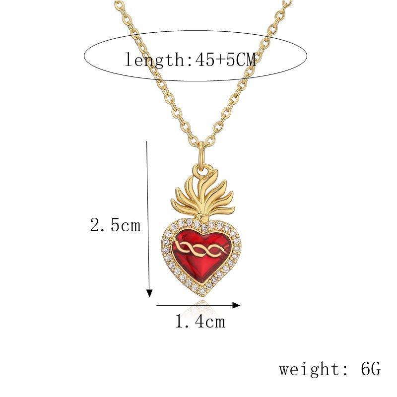Love Wings Pendant Necklace for Women, European and American INS Fashion Versatile, Copper Plated Real Gold Zircon Drip Oil