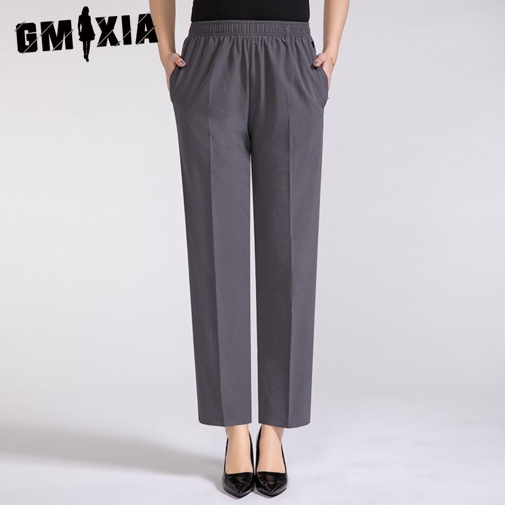 

GMXIA Жіночі Модні Повсякденні Однотонні Штани та Капрі з Принтом XXXXXL сірий