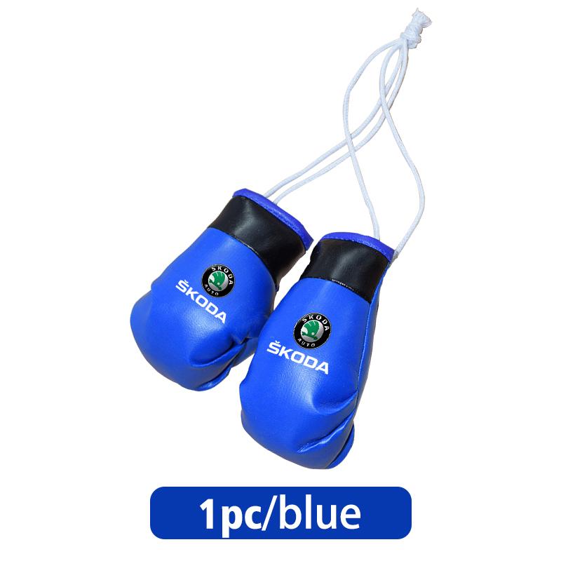 UMVB1 For Skoda Car Badge Boxing Gloves Keychain Hanging Rearview Mirror Decoration Pendant Accessories Kamiq MK3 Roomster Rapid