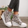 Fashion Fashion Leopard Print Ankle Boots for Women Lightweight Platform Wedge Heel Casual Shoes Woman Thick Sole Lace Up Short Boots 43