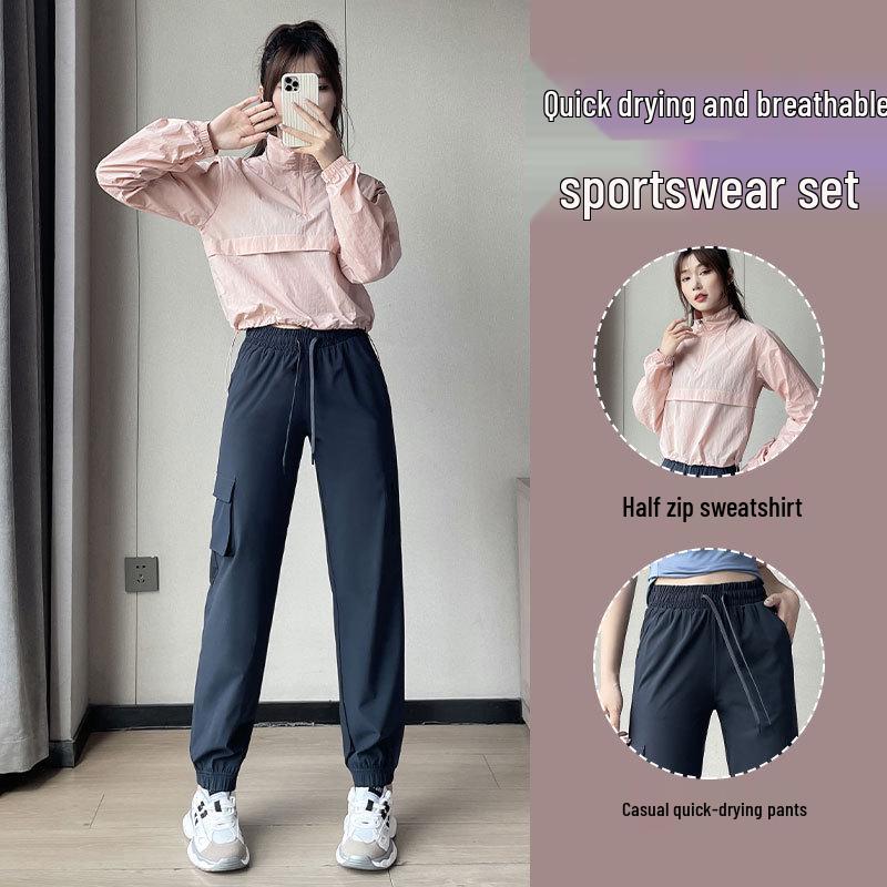 Women's 2024 Summer Climbing Set: Casual Street Style Pants & Loose Sweatshirt with Sun Protection for Outdoor Hiking