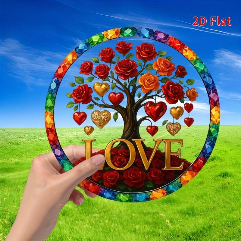 2D Flat Bohemian Rose Tree Acrylic Decoration Sign, Rose Theme Design, Suitable for Wall Decoration, Porch, Room, Villa, Accents Home, Hallway, or Wor