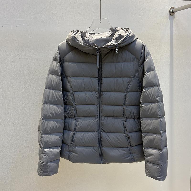 New ribs down jacket women's short hooded white duck down slim and thin temperament warm winter coat