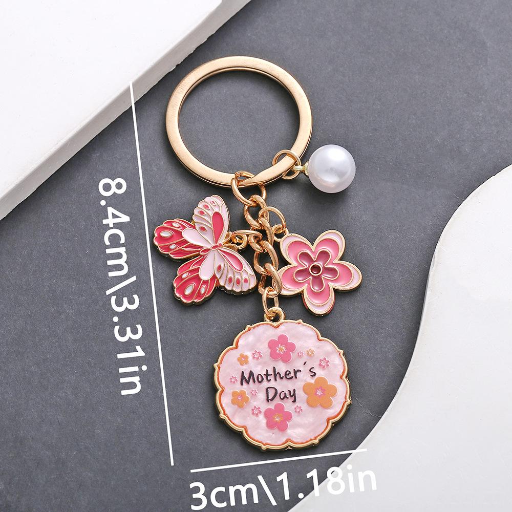 Blue Butterfly Flower Pearl Keychain Pendant - Happy Mother s Day Ornament