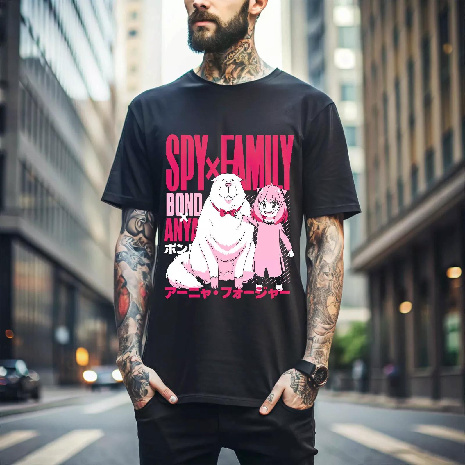 

100% хлопок ТОПЫ УНИСЕКС ФУТБОЛКИ МУЖСКИЕ ЖЕНСКИЕ Футболка Spy x Family Аниме, Лойд, Йор, Аня, Бонд, Форджер, Смешная футболка Футболка Подарок 163 XL чёрный