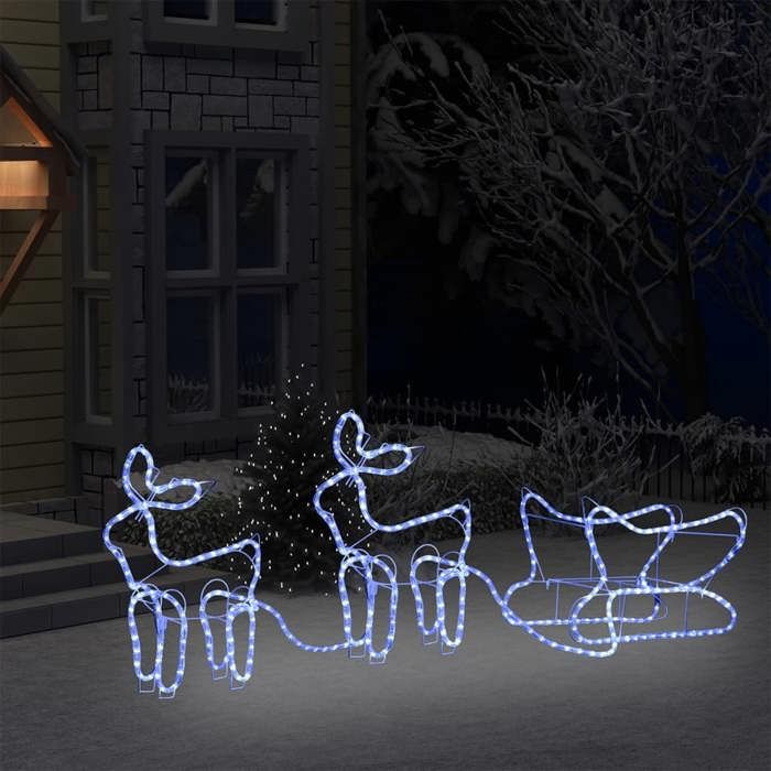 VidaXL Décoration de Noël d'Extérieur Renne et Traîneau 576 LED Renne Illuminé Lumineux Décoratif Ornement de Vacances 329811