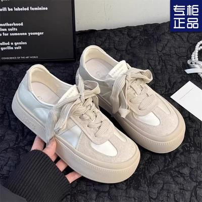 Women's Retro Thick-soled Round Head Pink Satin Surface Breathable and Versatile Summer New Casual Board Shoes Women