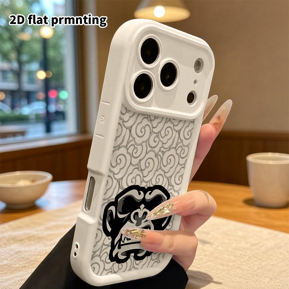 Phone Case: 2D Flat Design Suitable for iPhone 18 17 16 15 14 13 Pro Tiered Protective Case, Monkey King Face Mask, Christmas and Halloween Gift