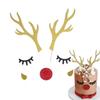 1sets Creative Rabbit Ears Cake Topper Cute Funny Reindeer Cake Decoration With Eyelashes Nose For Christmas Birthday Party
