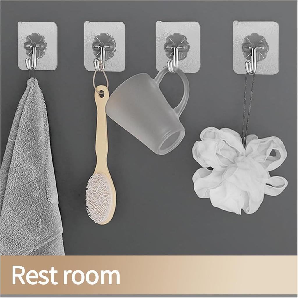 5/10/50pcs Transparent Stainless Steel Strong Self Adhesive Hooks Key Storage Hanger for Kitchen Bathroom Door Wall Multi-Function