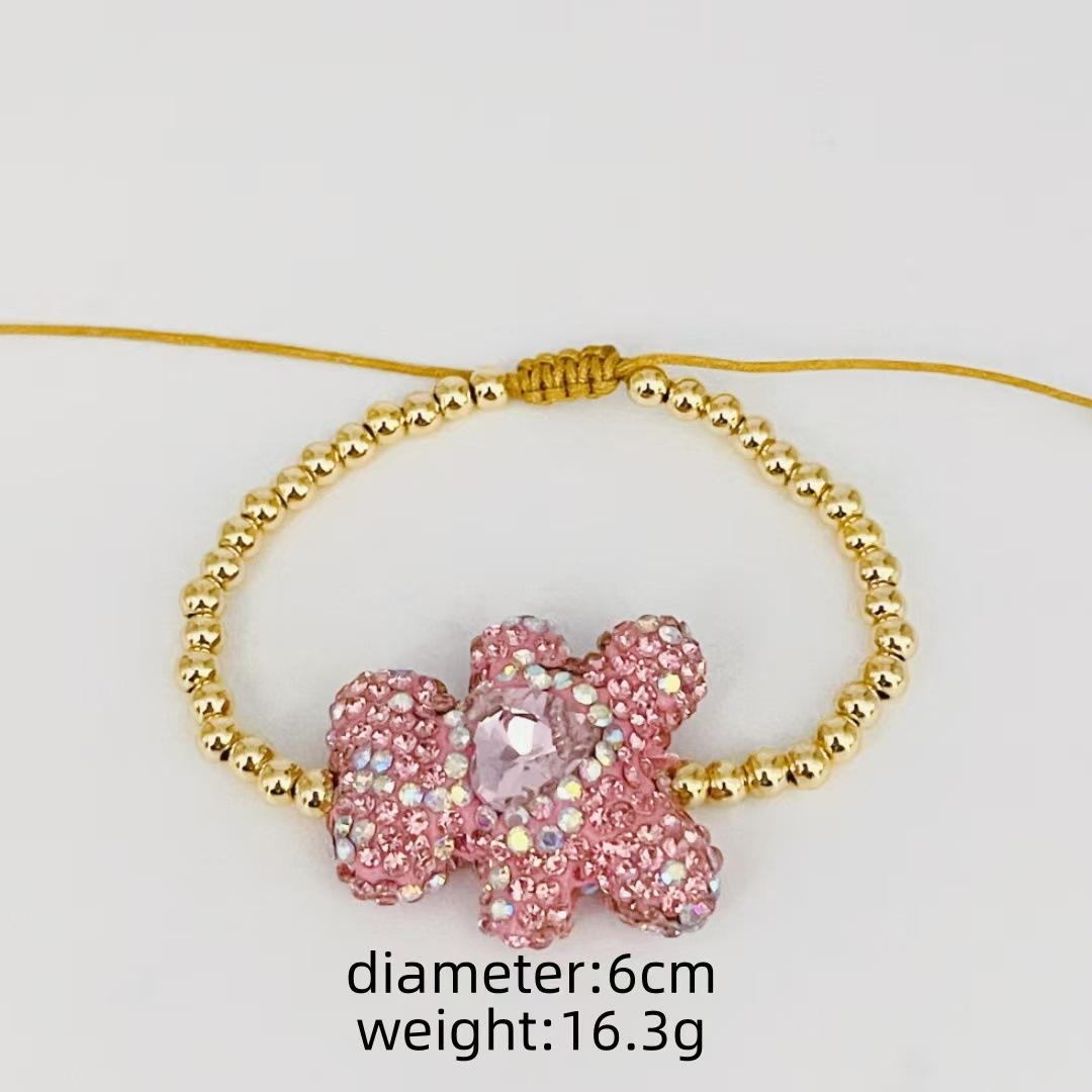 

Новый продукт Полный бриллиантовый браслет с кристаллами и медведем Цветной браслет с бисером Love Bear Модная ниша для женщин розовый