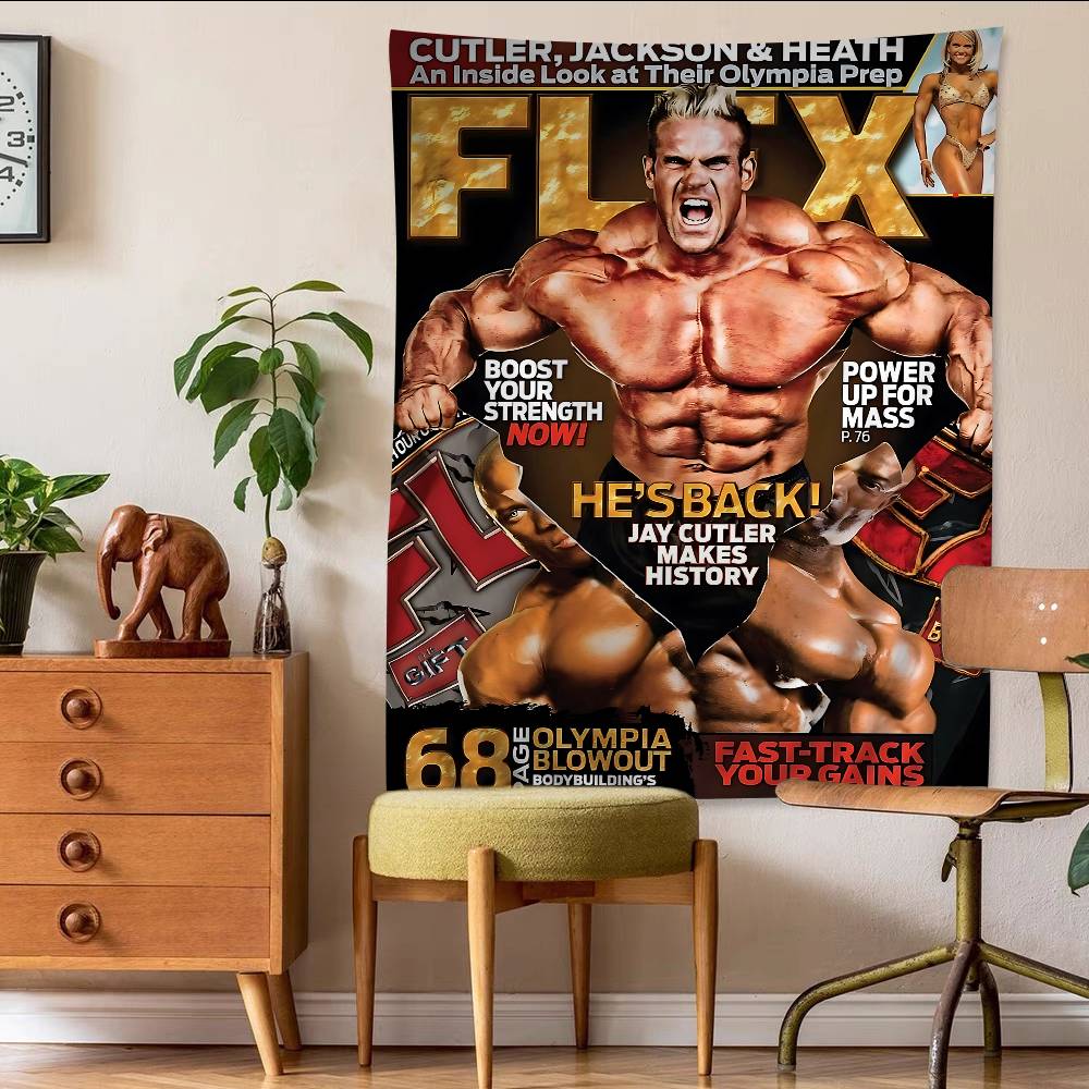 Classic Muscle Gym Star Jay Cutler Colorful Tapestry Wall Hanging Bohemian Wall Tapestries Mandala Wall Art Decor 100X70CM