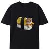 Summer Unisex Tshirt Short Sleeve Vintage Sushi Cat Pattern Top Oversized Breathable Casual Harajuku Style Graphic Tees
