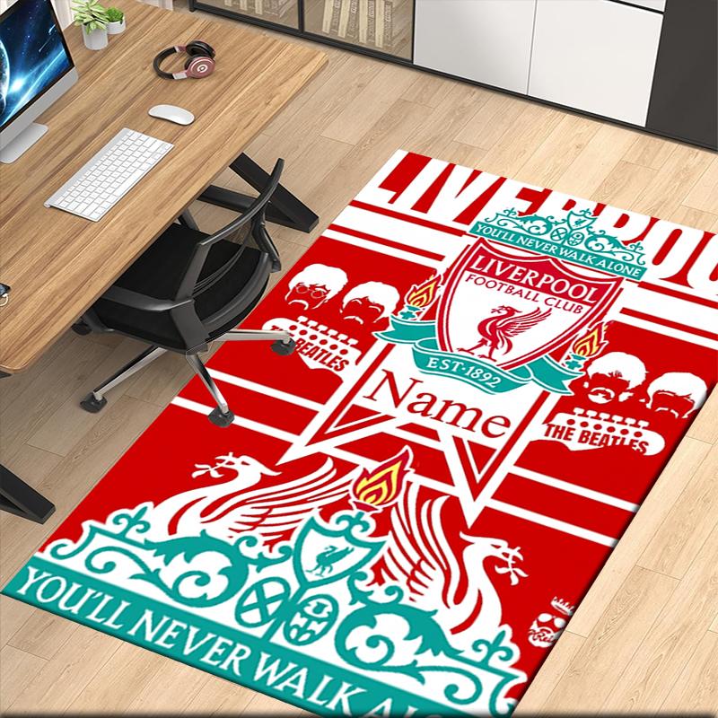 Custom Name Liverpool Football Club Printed Carpet Rug For Office Chair Living Room Bedroom Kitchen Room Decor Gifts