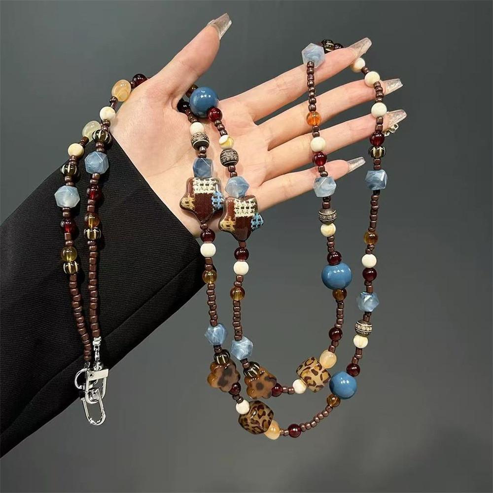 Vintage Phone Lanyard With Pvc Beads For Men And Women