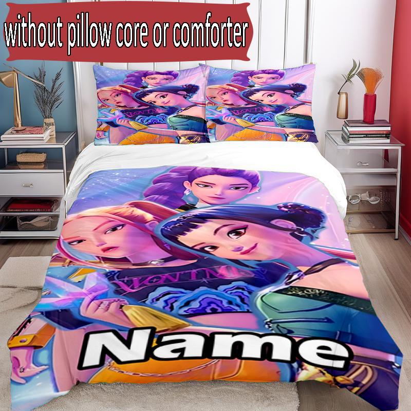 Set copripiumino 3 pezzi (1*Copripiumino + 2*Federe, Senza Nucleo), Set Biancheria da Letto Personalizzato con Nome KPop Cacciatori di Demoni, Decorazione Camera da Letto Casa Regalo