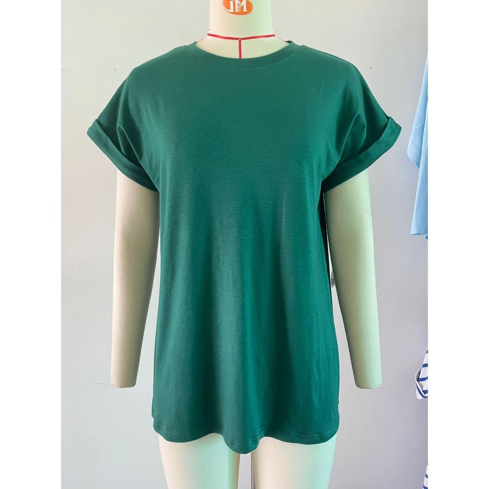 Spring and Summer Women's Solid Colour Round Neck Loose Short Sleeve T-Shirt