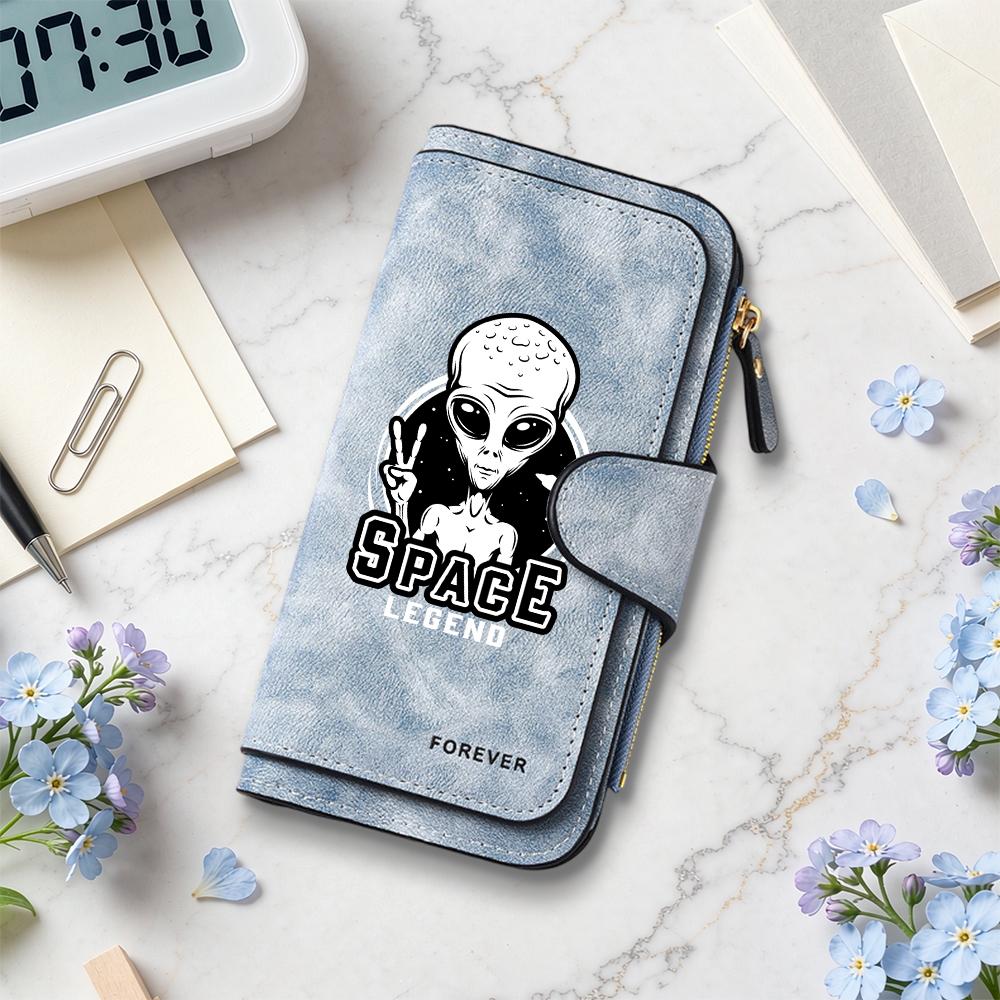Alien Printed Long Wallet Fashion Portable Card Holder