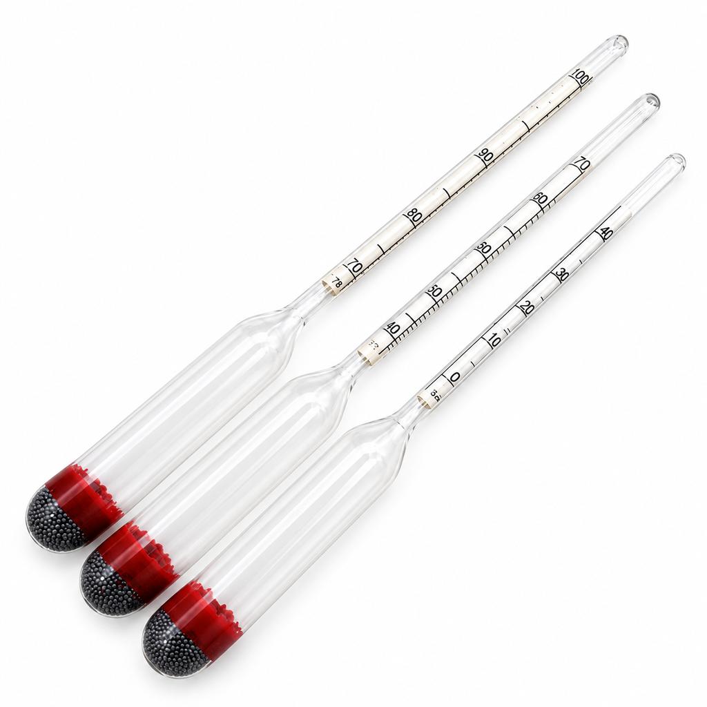 Glass Alcohol Meter Set, Full Range 0-100%