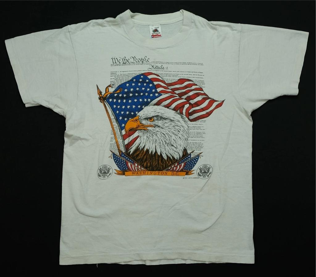 Rare Vintage We The People Bald Eagle USA Flag 1991 T Shirt 80s 90s Patriotic L