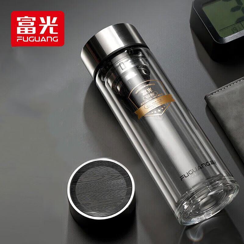 Fuguang Men s Portable Double-Layer Glass Tea Infuser Bottle