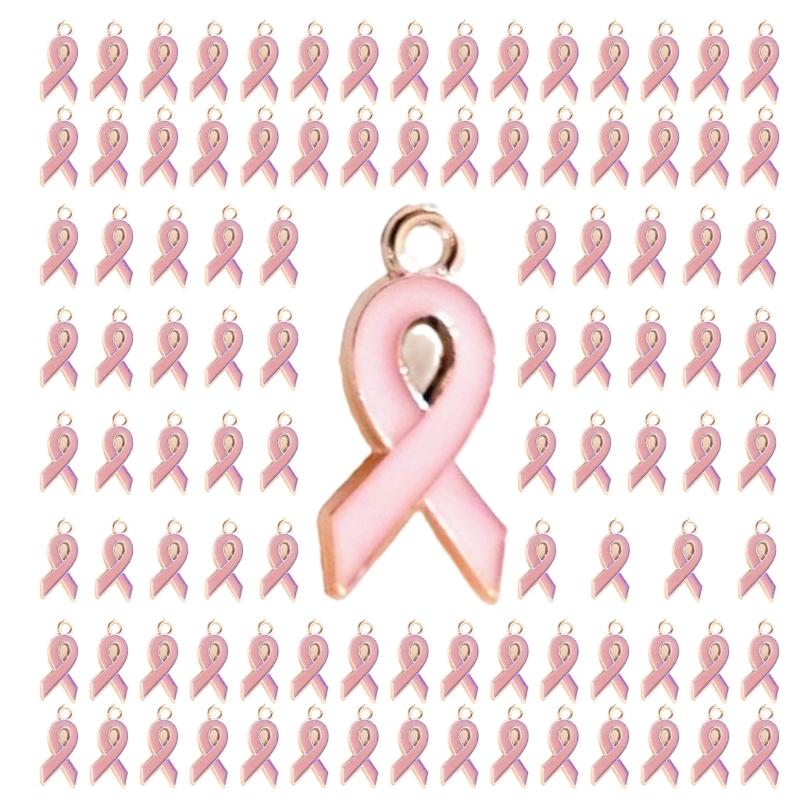 100Pack Heart Ribbon Accessor for DIY Jewelry Durable Awareness Ribbon Charm Jewelry Findings Mixed Color Ribbon Pendant