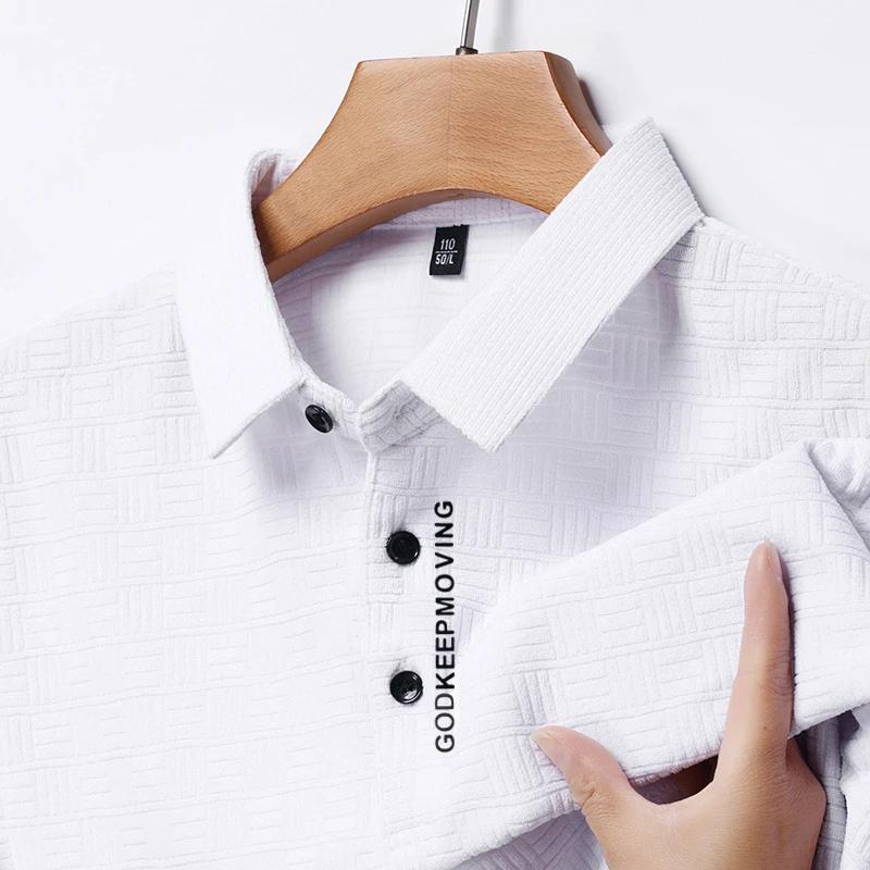 Nová pánská business casual košile s krátkým rukávem s odznakem, jednobarevná polokošile, módní, prodyšná, pohodlná, všestranný top