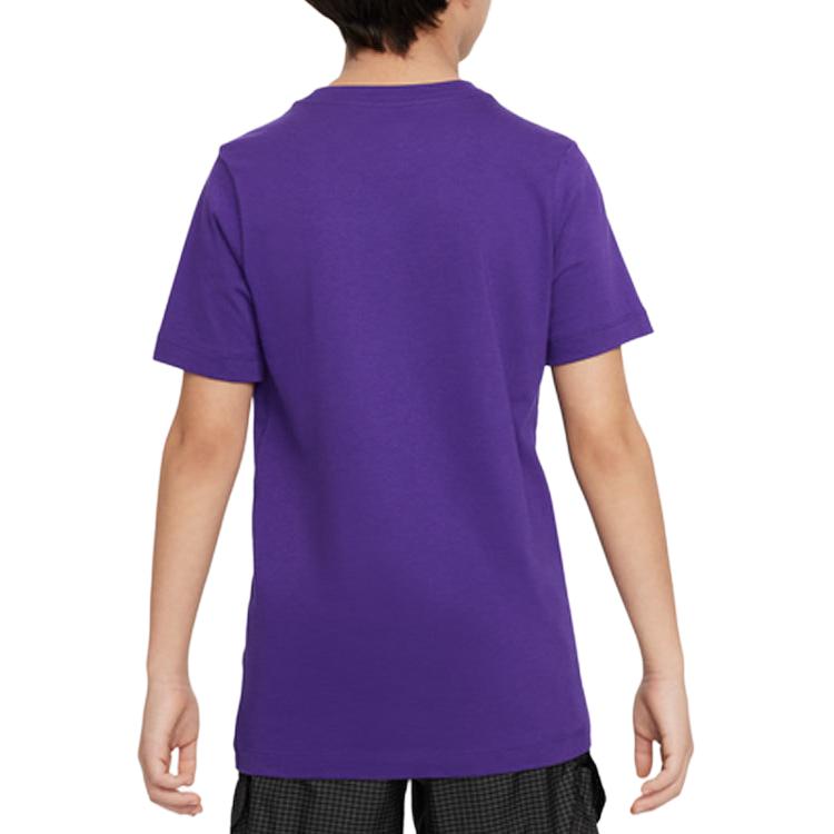 Nike Sportswear Logo Print Round Neck Pullover Soft Comfortable Casual Sports Short Sleeve T-Shirt Kids T-Shirts Lavender FV8640-520