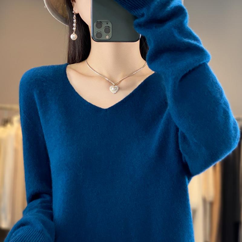 Dámský kašmírový svetr Kašmír Qinghe 30% kašmír 70% vlna podzimní a zimní pulovr hřejivý a módní
