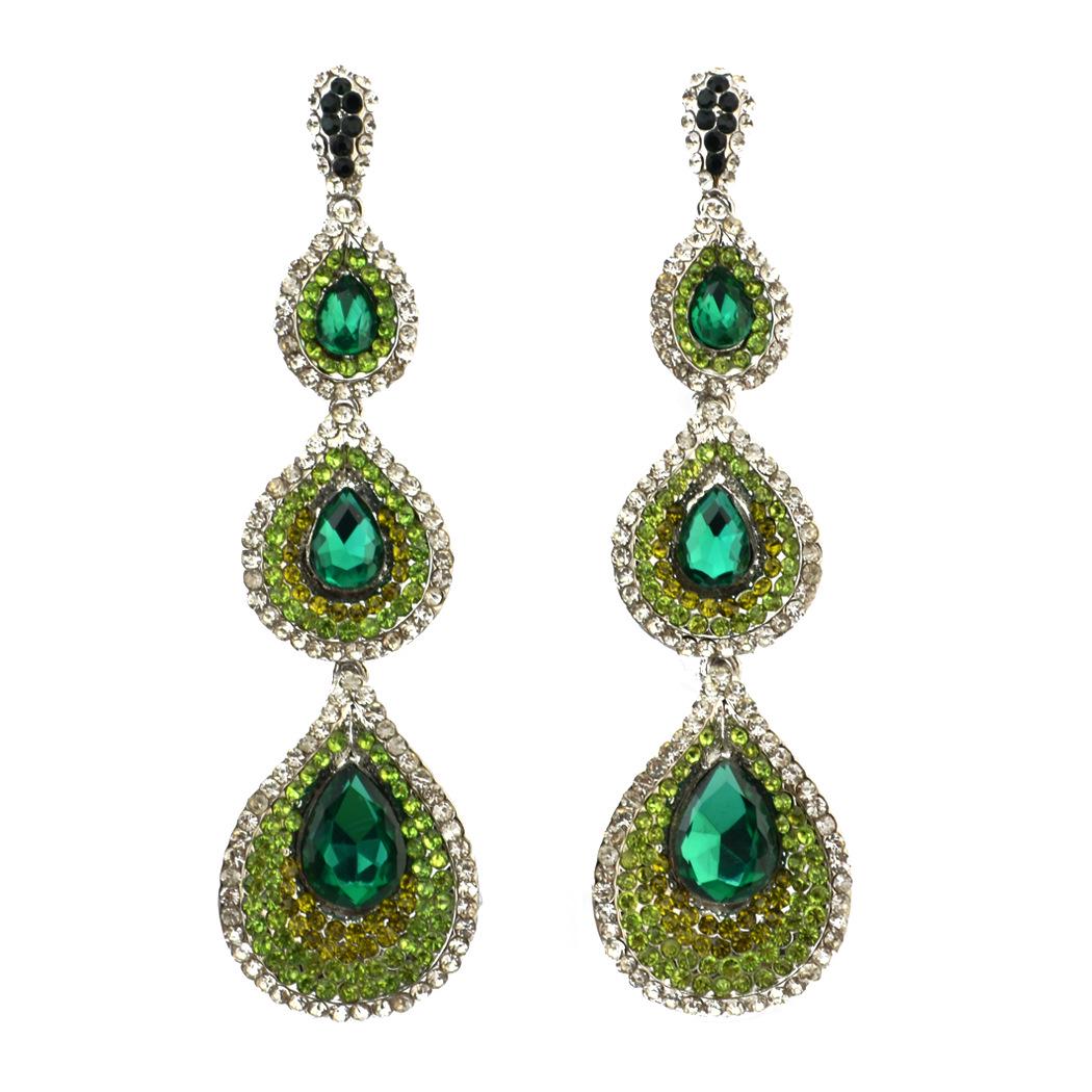 European and American Style Luxury Crystal Water Drop Earrings