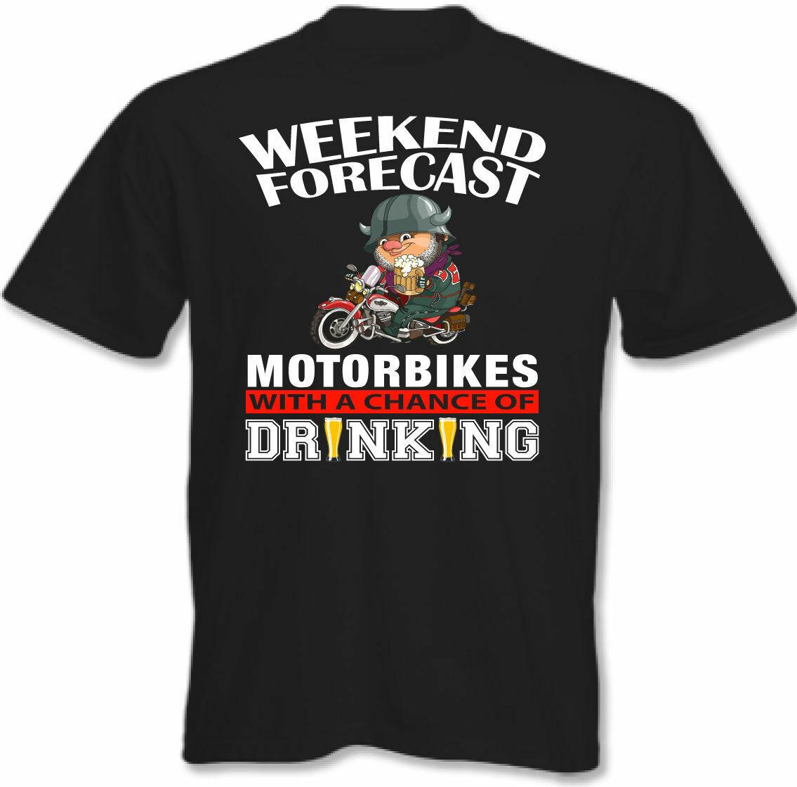 26 Motorbike T-Shirt Mens Superbike Moto GP Bike Biker Weekend Forecast Drinking Unisex T-Shirt XL