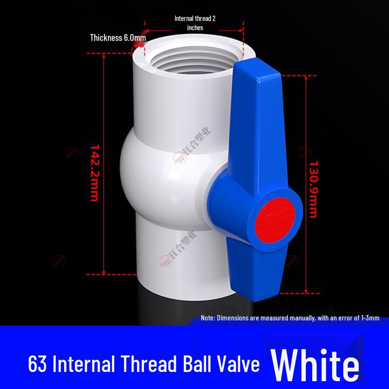 PVC Ball Valve for Water and Fish Tanks - 50mm Threaded Pipe Joint Valve Switch