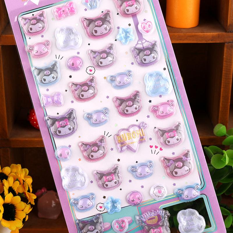 Sanrio Hello Kitty 3D Relief Sticker Scrapbooking Cartoon Girls Diy Diary Phone Case Laptop Luggage Stickers Stationery Decals