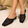 2026 Summer Mesh Embroidery Women's Closed Toe Sandals Low Heel Outdoor Plus Size Versatile Slippers for Beach & Travel Fashion