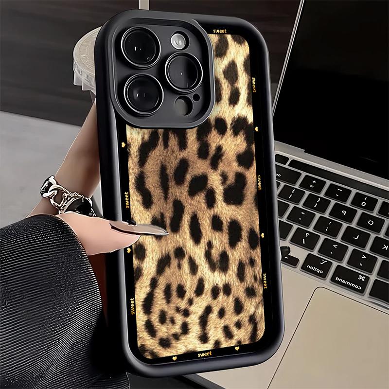 Phone Case for iPhone 17 Air 16E 15 16 Pro Max Fashion Sweet Leopard Print Cover 14 Plus 13 12 Mini Soft Shell Silicone Fundas
