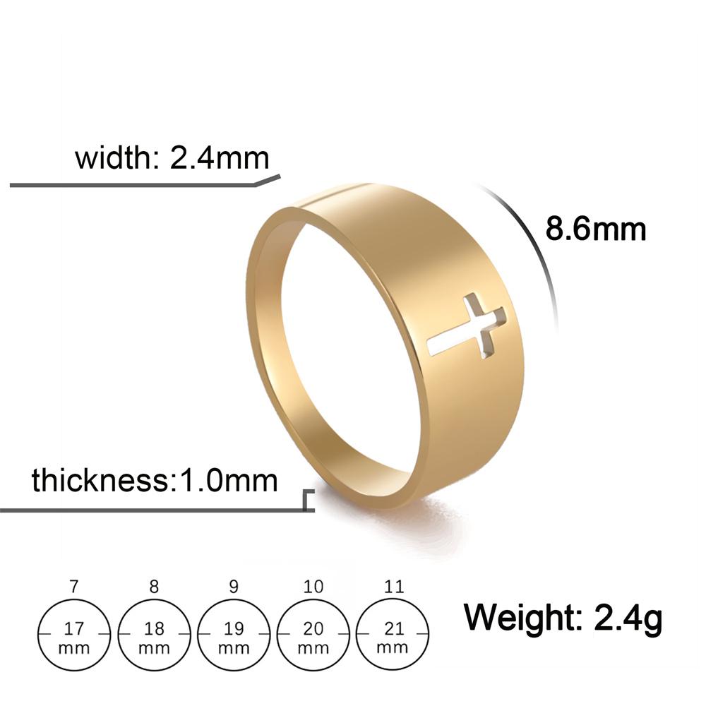 EUEAVAN 2026 Trend Hollow Cross Ring for Woman Stainless Steel Christian Jesus Rings Fashion Engagement Religious Jewelry Gifts