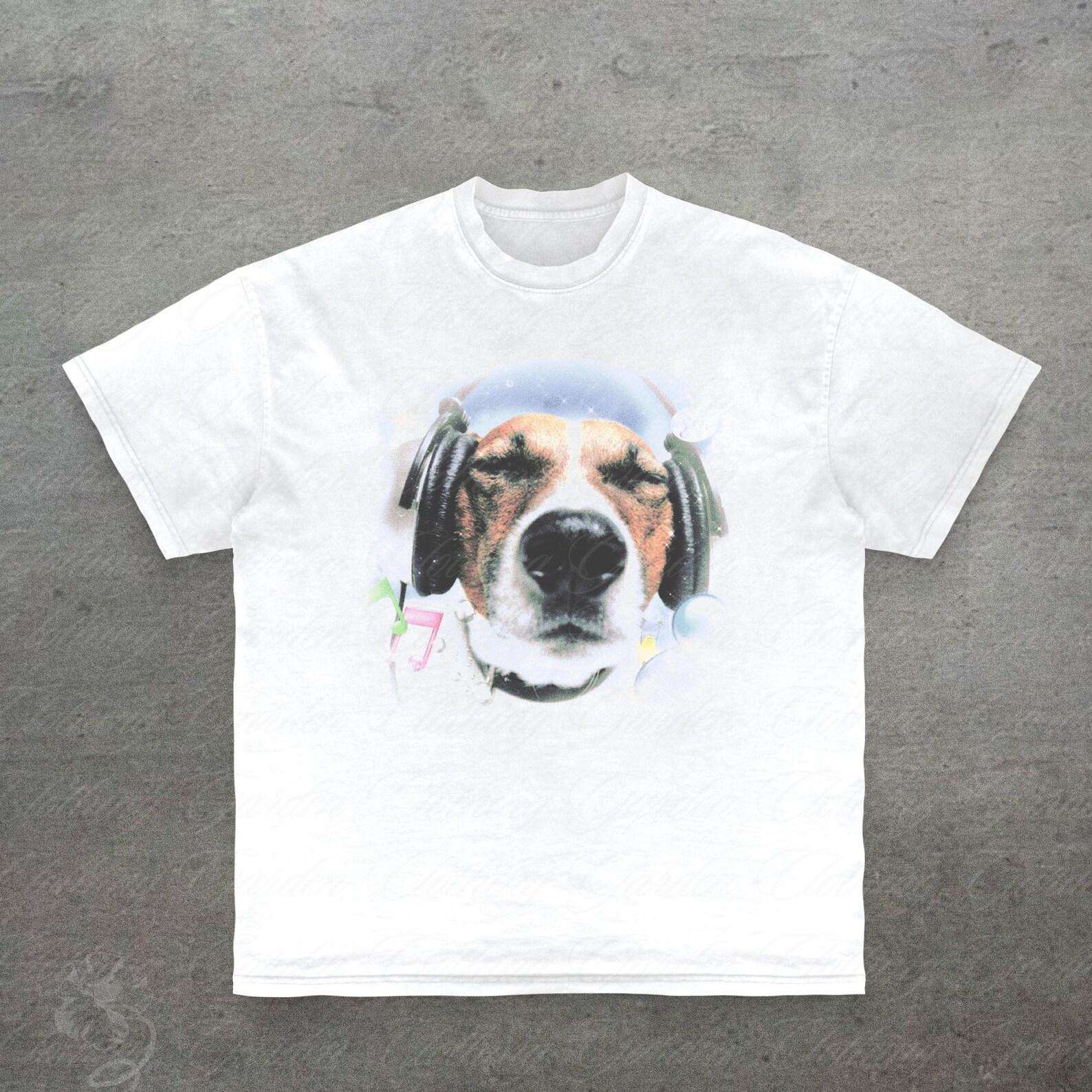 Cute Dog Graphic Tee, Funny Music Dog T-Shirt for Men Women, Cute Retro Dog Shirt, Aesthetic Music Shirt, Funny Gift For Dog Lovers, Unisex 3XL