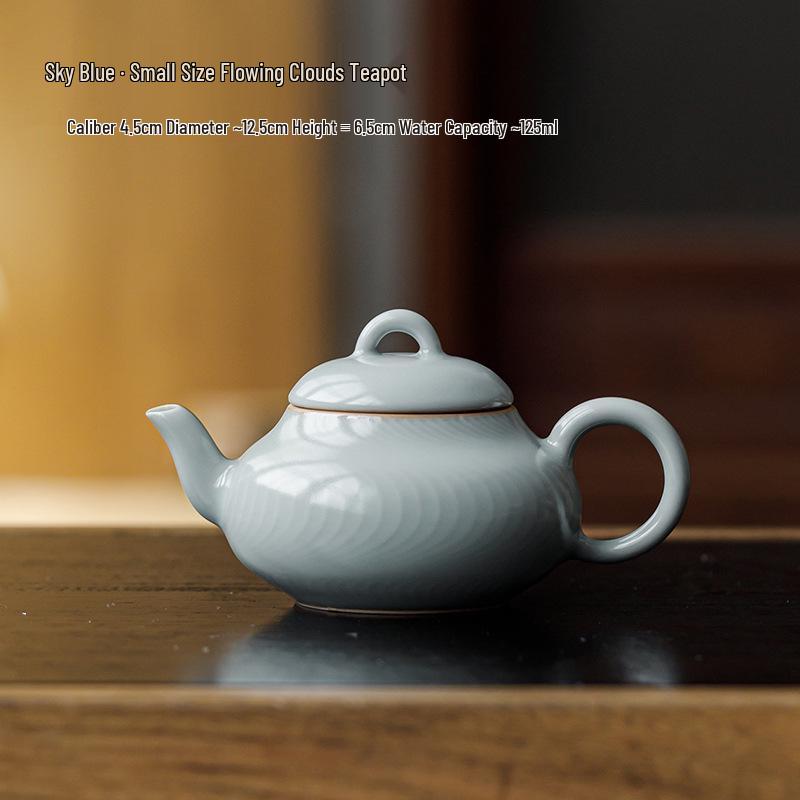 Sky Blue Xingyun Ru Kiln Small Ceramic Teapot with Filter Holes 101mL-200mL