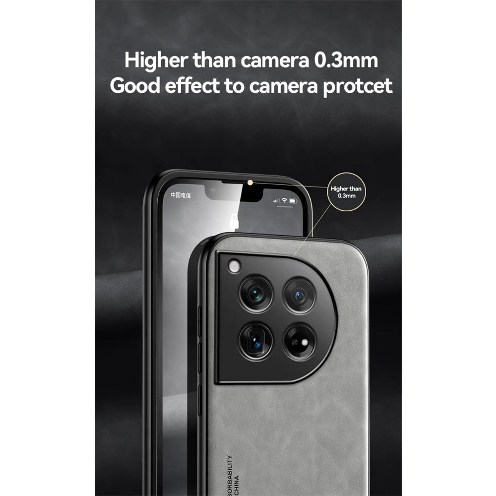 Luxury Shockproof Case for OnePlus 12 12R Protective Cover Built-in Magnetic Car Holder Protection Phone Textured Business Full Protection