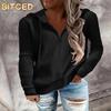 Women's Fashion Casual Solid Color Print Long Sleeve Hooded Hoodies & Sweatshirts International Design