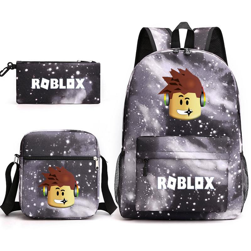 Large Capacity Schoolbag with Shoulder Strap; Student Three-piece Pencil Case Set