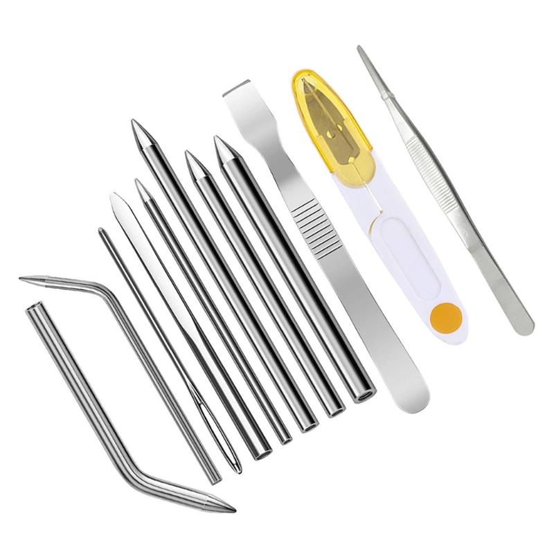 Portable Knotter Tools Stainless Steel Lacing Needle and Smoothing Tool Fit for Leather Fit for DIY Craft Supplies