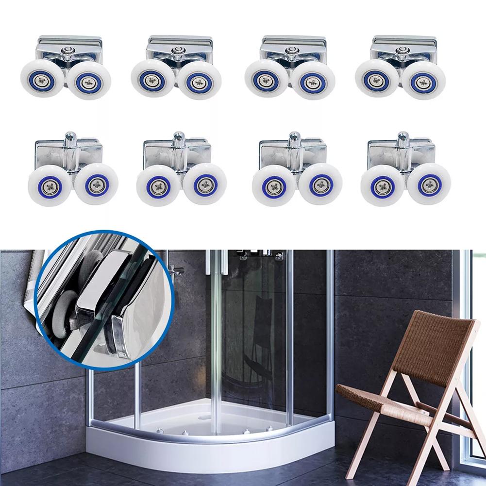 8PCS Shower Door Rollers Replacement Set for Smooth Sliding Action Top & Bottom Pulleys for Various Shower Designs